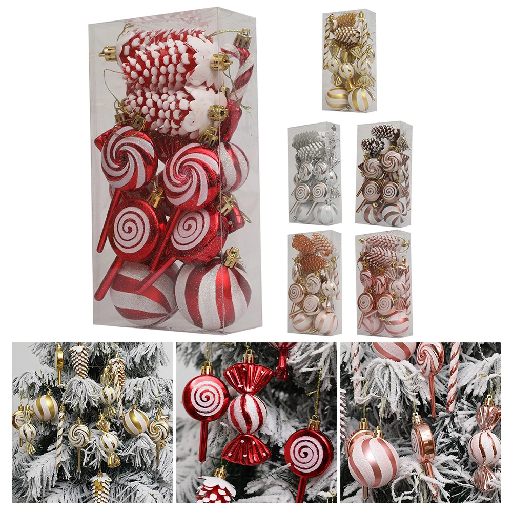 

15PCS Christmas Candy Ornament Set Peppermint Candy Cane Christmas Decorations For Home Decoration Ornaments Christmas Party