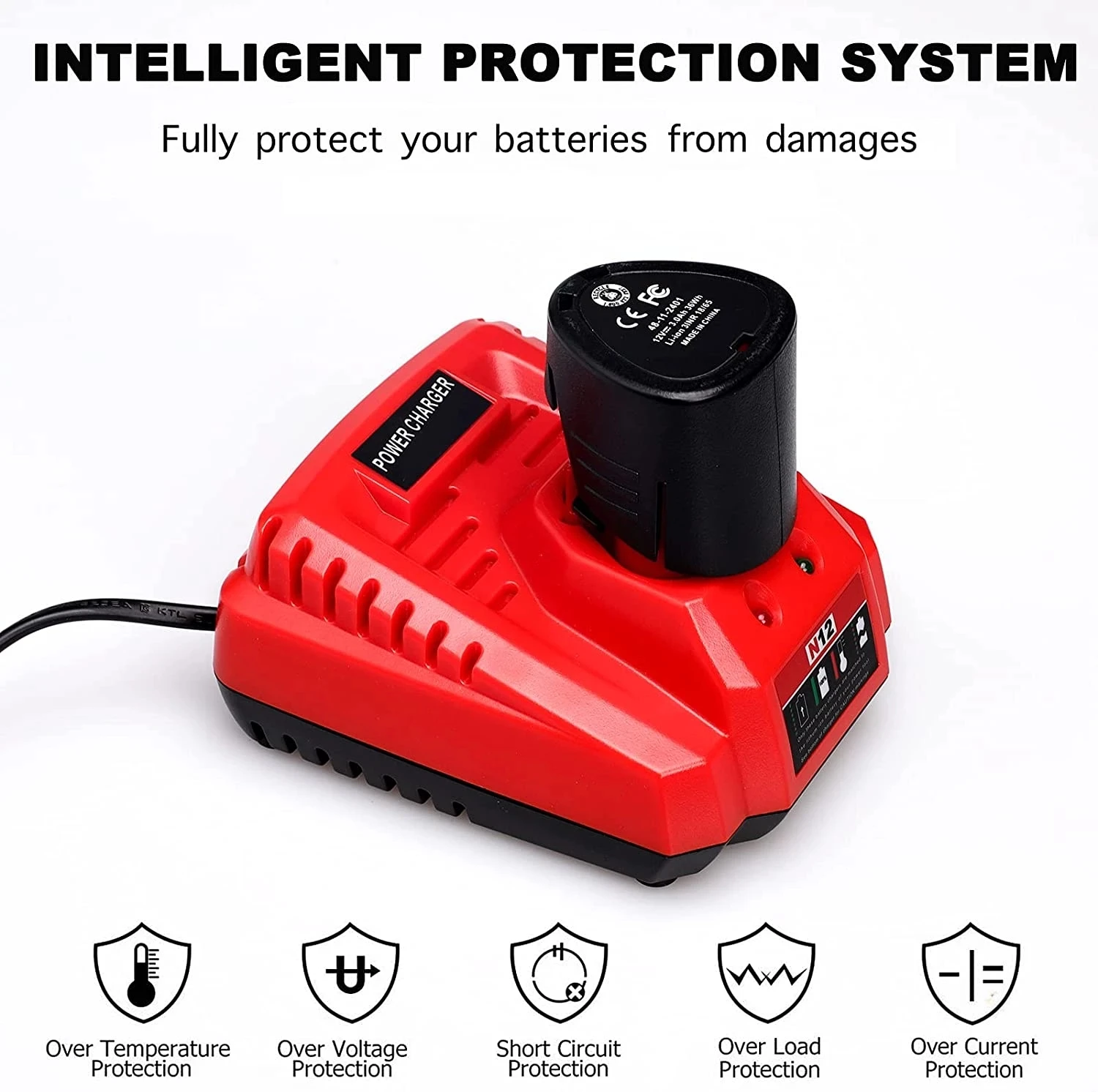 Carregador é Adequado para Milwaukee 48592401 10.8v 12v Adaptador de Bateria de Lítio Eua ue uk au Plug M12