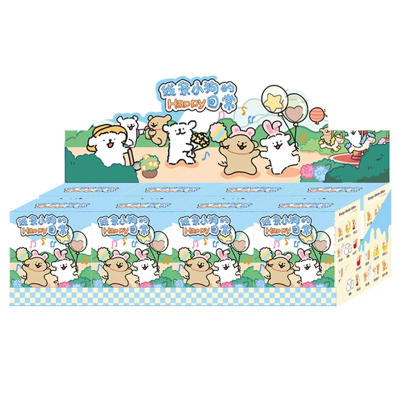 

8pcs Line Dog Cute Puppy Happy Daily Blind Box Figures Model Decoration Resin Crafts Mystery Box Small Toys Wholesale