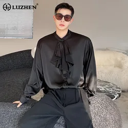 LUZHEN French Niche Design Long Sleeve Shirts Men's Elegant Solid Color Original Fashion Tops Gentleman Clothes 2024 New LZ2943