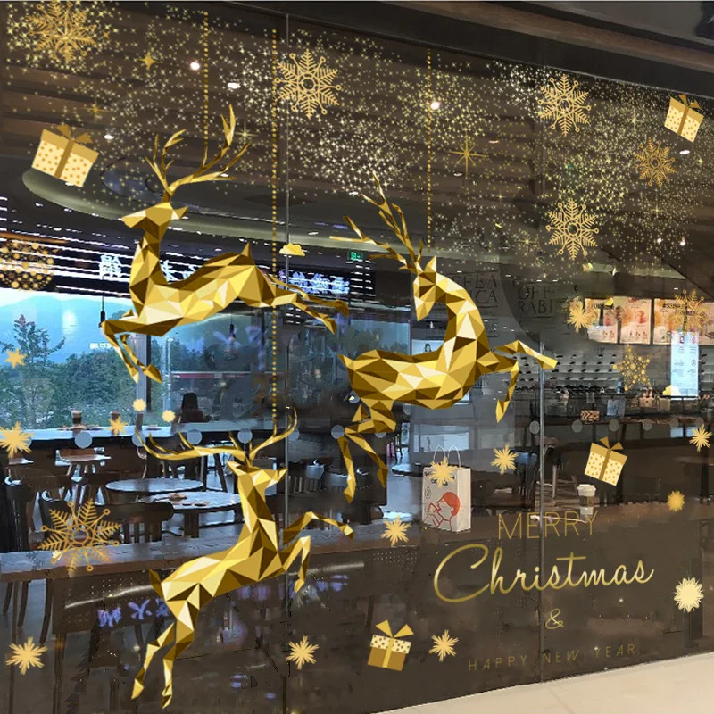 Christmas Window Stickers Merry Christmas Decorations For Home 2023 Christmas Wall Sticker Kids Wall Decals Happy New Year 2024