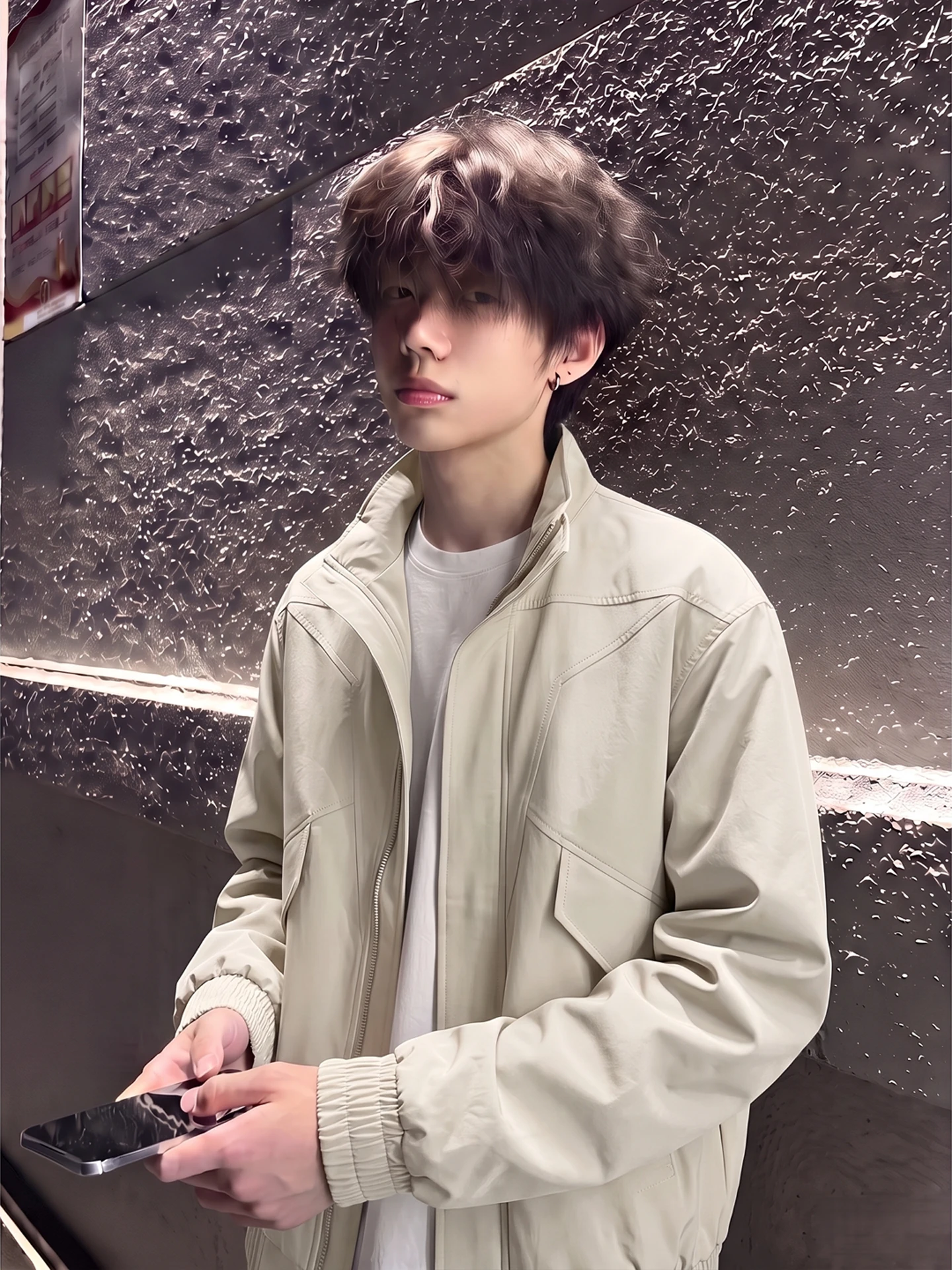 Deep Grey Stand Collar Workwear Jacket Men's Long Sleeve Three Proof Outerwear Autumn Season Trendy Brand High End Feeling