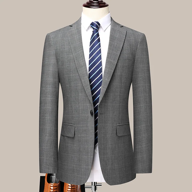 Suits for Men (blazer+ Pants) Fashion Business Casual Solid Color Korean Version Slim-fit Plaid Gentleman Wedding Work S-5XL