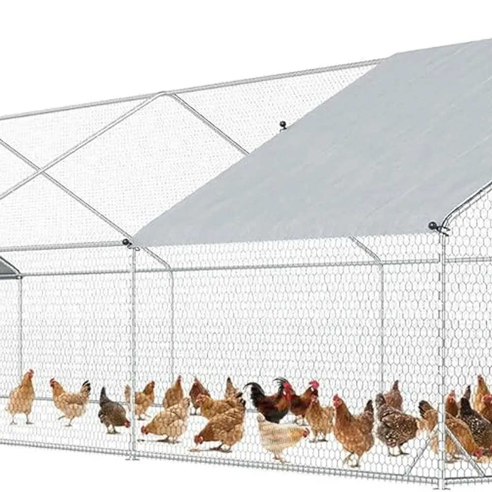 

Спиральный курятник с водонепроницаемой устойчивой к ультрафиолетовому излучению, металлический ход для фермы на открытом воздухе, 9,8 x 32,8 x 6,4 дюйма