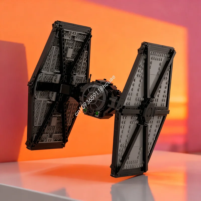 

639 деталей MOC: Звёздный истребитель с двойным ионным двигателем, модель для сборки, конструктор, развивающая игрушка, подарок на Рождество