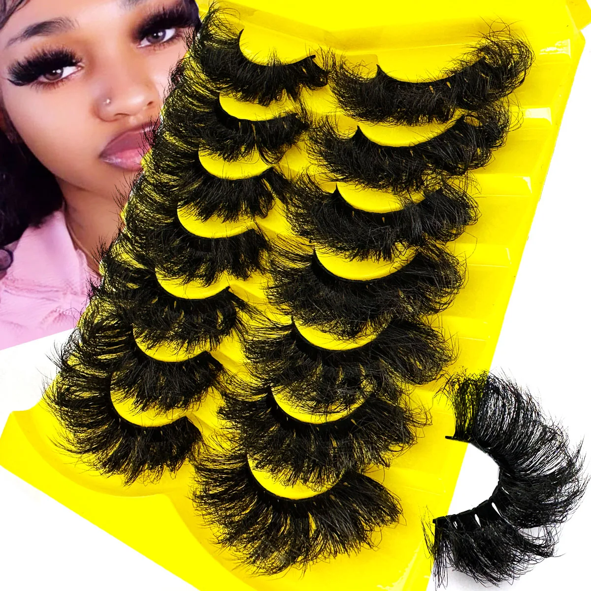 7 Pairs Fluffy Long Lashes 9D Faux Mink Lashes Natural False Eyelashes Dramatic Soft Volume Lashes Eyelash Extension Makeup
