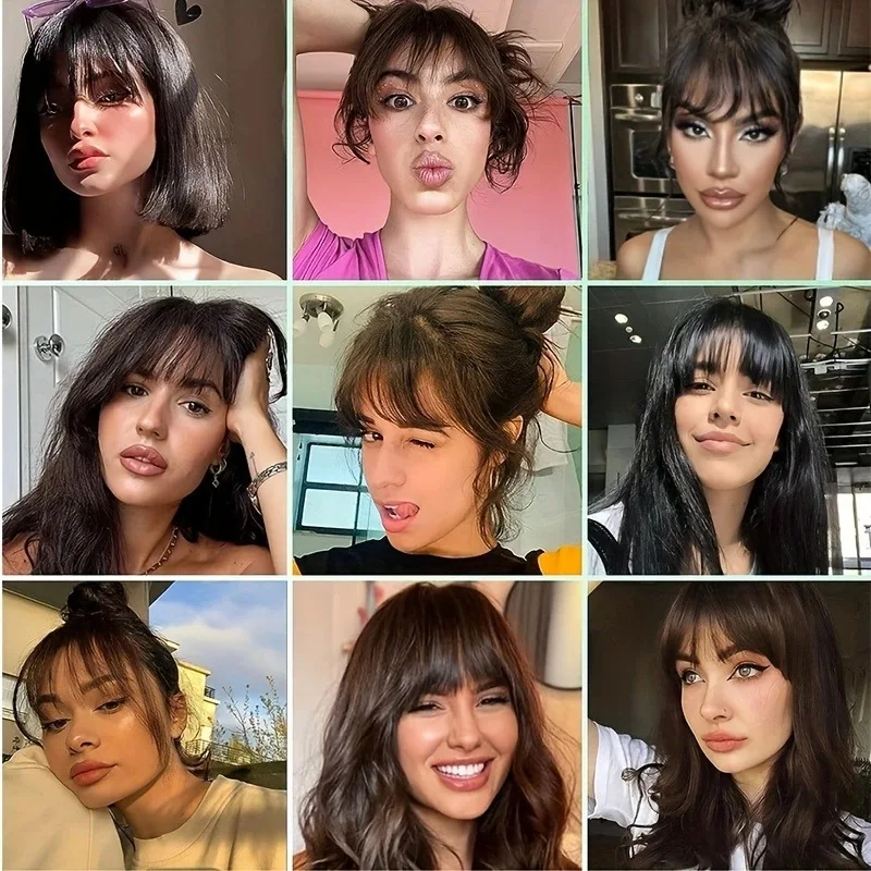 الاصطناعية وهمية غير مرئية الانفجارات الهوائية الشعر التمديد الجبهة هامش هيربيسي أسود براون كليب في الانفجارات أدوات تصفيف الشعر