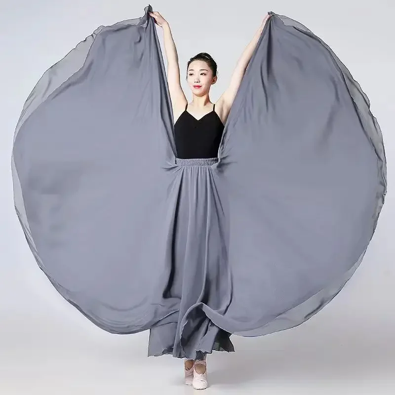 Jupe Longue en Mousseline de Soie Résistante pour Femme, Tenue de brevdu Ventre, Ballet, Gitane, Double Couche, Idéale pour la Pratique de la brevsur Scène, 720