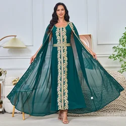 Ramadan Muslim Women Two Piece Dress Party Jalabiya Sashes Dubai Abayas Eid Arab Long Robe Vestidos Morocco Kaftan Dresses