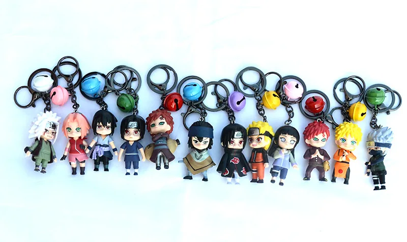 Uzumaki Naruto Anime Figures Doll Model Car Keychains Hatake Kakashi Kawaii Anime Figure Keyring Backpack Pendant Kids Toys Gift
