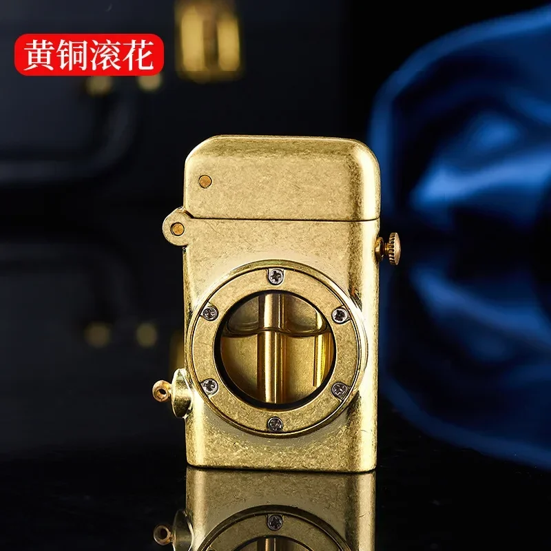 زر واحد طرد الإشعال مفتاح أمان خمر الكيروسين أخف شفافة مستودع النفط ولاعة معدنية الرجال الإبداعية هدية #6