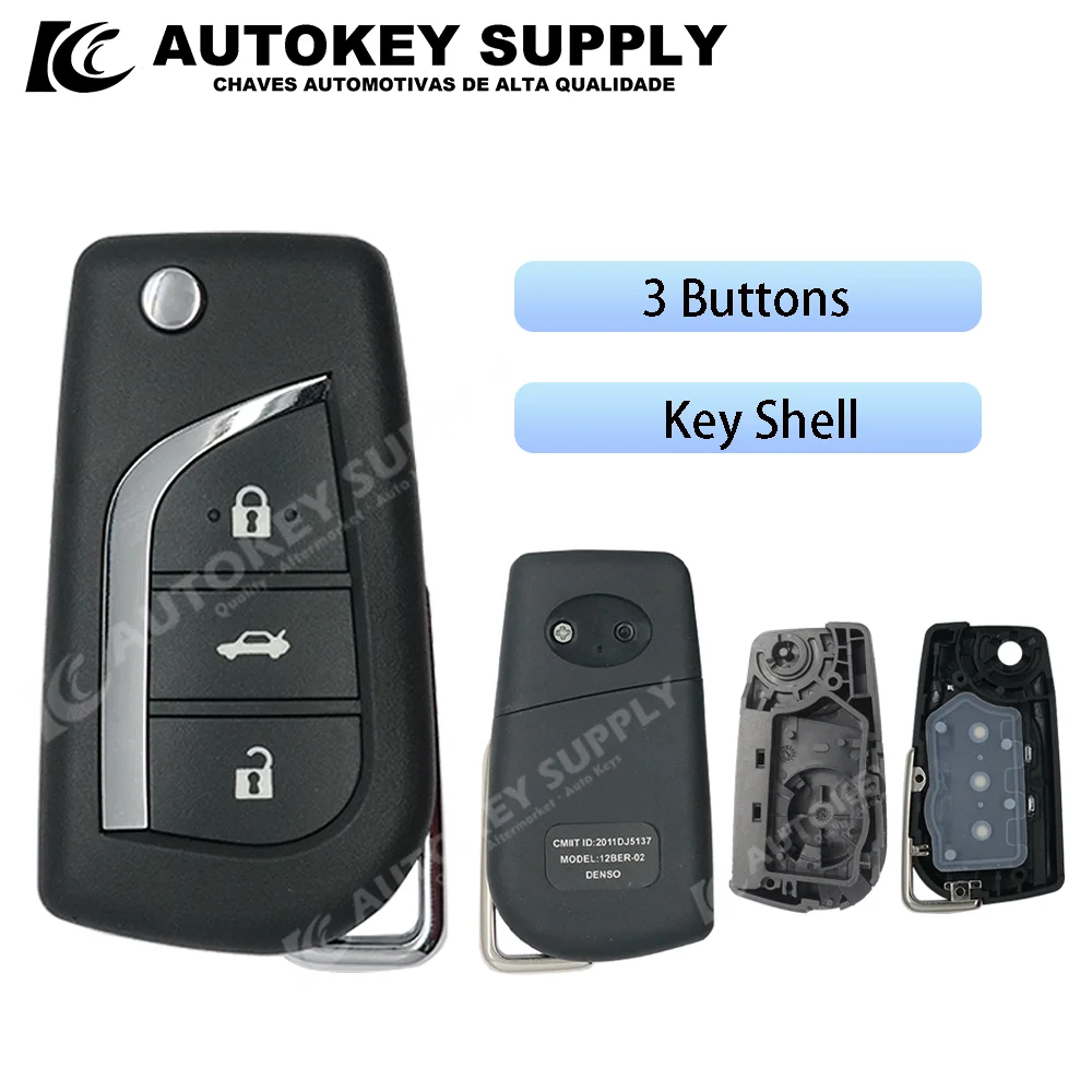 

5 шт. Autokeysupply 3 кнопки дистанционного ключа замена корпуса для Toyota