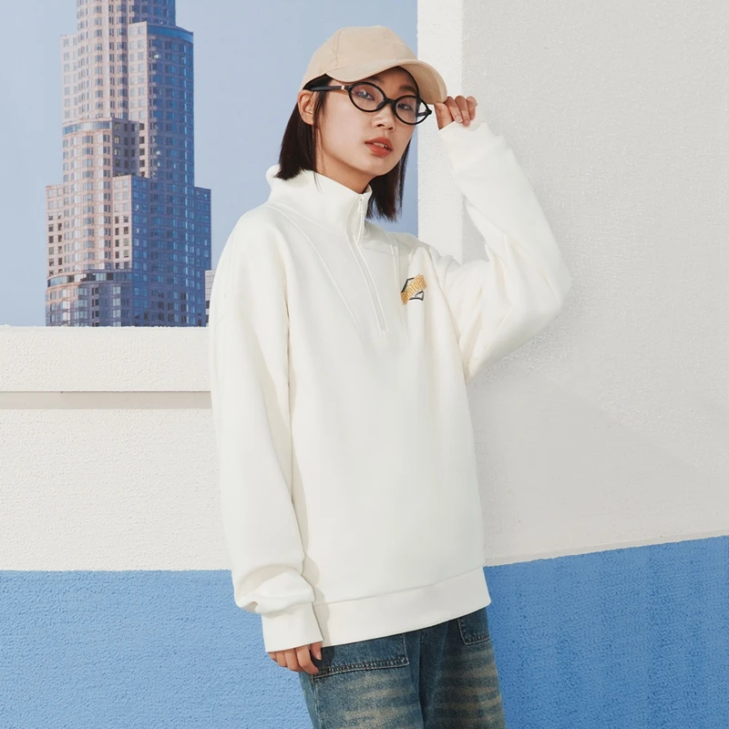 Xtep Pullover Sweater Male And Female  Winter Stand-Up Collar Sports Hoodie Trendy Comfortable Leisure Tops 876427930004