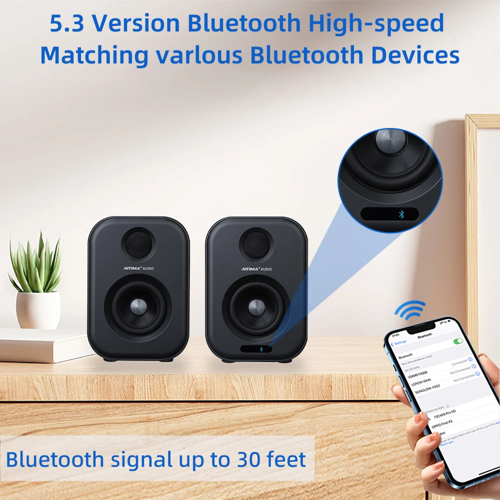 AIYIMA S400 3 Inch 80W High Power Speaker HiFi BT Bookshelf Speakers Stereo Sound Active Source Audio USB TV Audio Home Theater