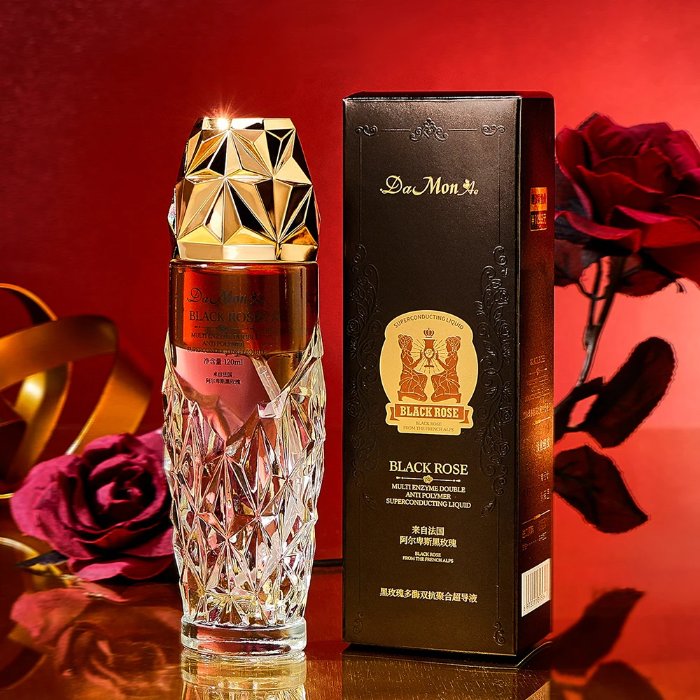 Black Rose Multi Enzyme Double Anti Polymerization Superconducting Liquid Serum Rejuvenating Moisturizing Essence Face Skincare