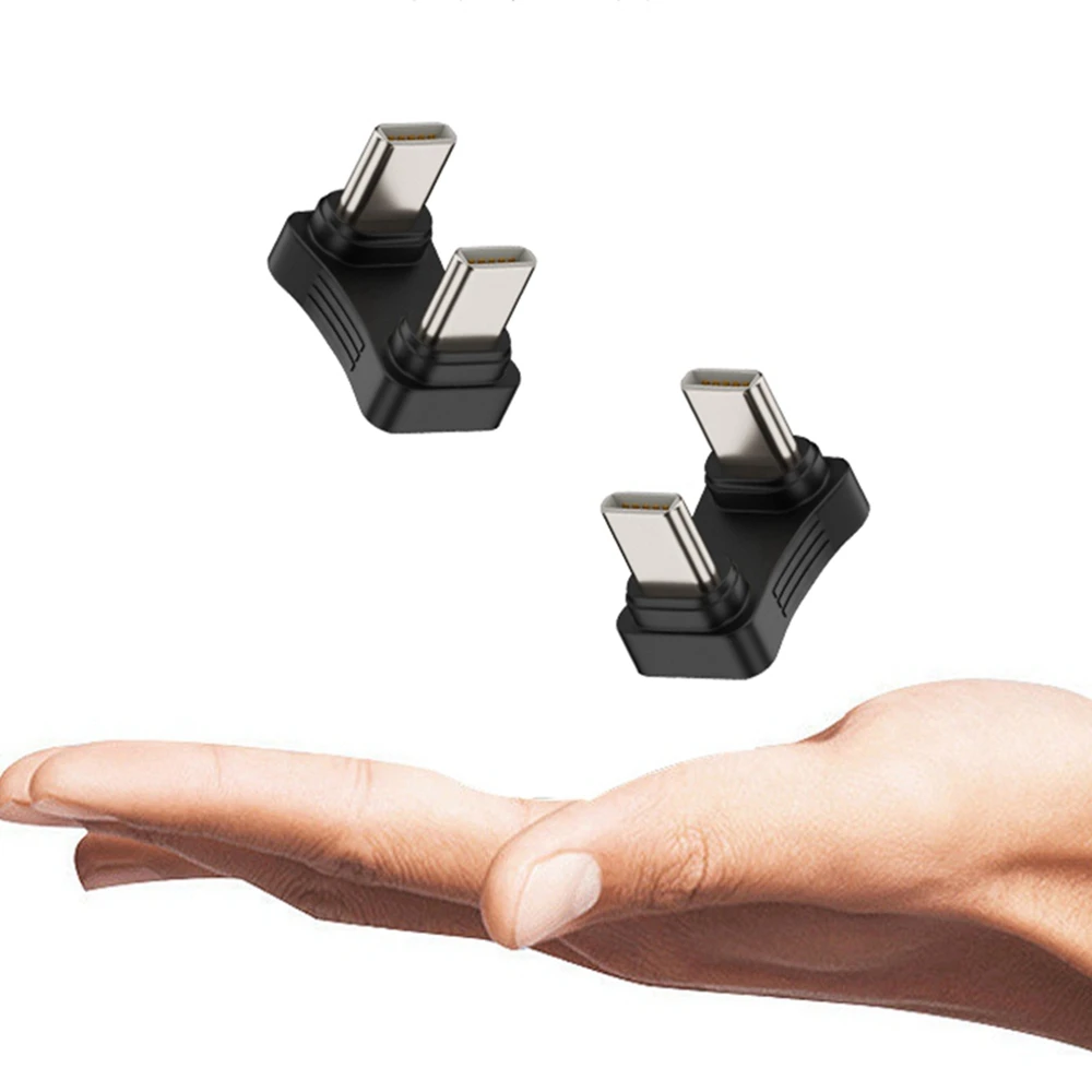 Adaptador codo tipo c a tipo c en forma de U, cable de extensión macho a macho, cable de carga para juegos, adaptador imparable
