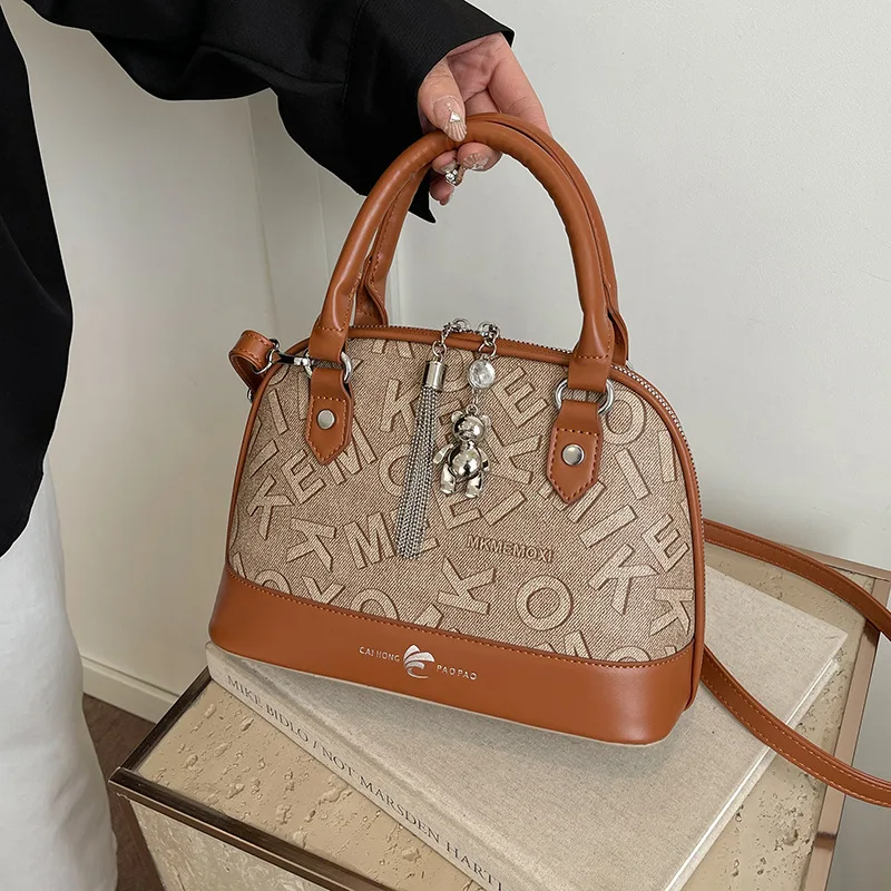 

Роскошная сумка-ракушка с принтом 2025 — кошелек на плечо в винтажном стиле — женская сумка через плечо с верхней ручкой, шикарная и универсальная дневная сумка