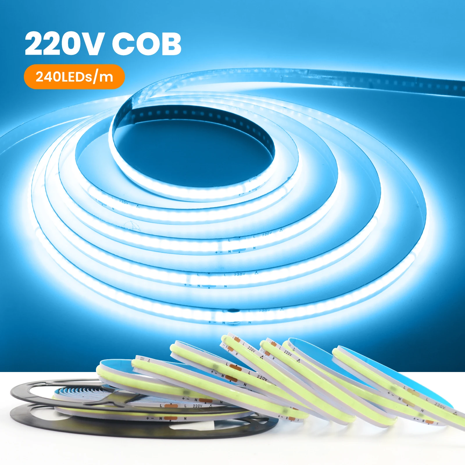 

No Need Driver 220V 240LEDs/M COB LED Strip Light 5m 10m 15m 20m for Home Lighting Flexible Tape Light White Red Green Blue Pink