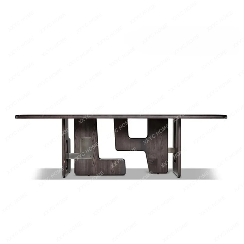 LNew modern simple medieval solid wood dining table Chinese retro personalized creative office long table