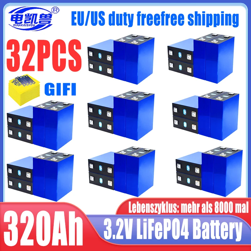 32PCS NEW LF280K 310Ah 320Ah 3.2V 304Ah 105Ah 280Ah LiFePO4 Battery Brand new Grade A DIY 12V 24V 48V Solar RV EV Camping No Tax