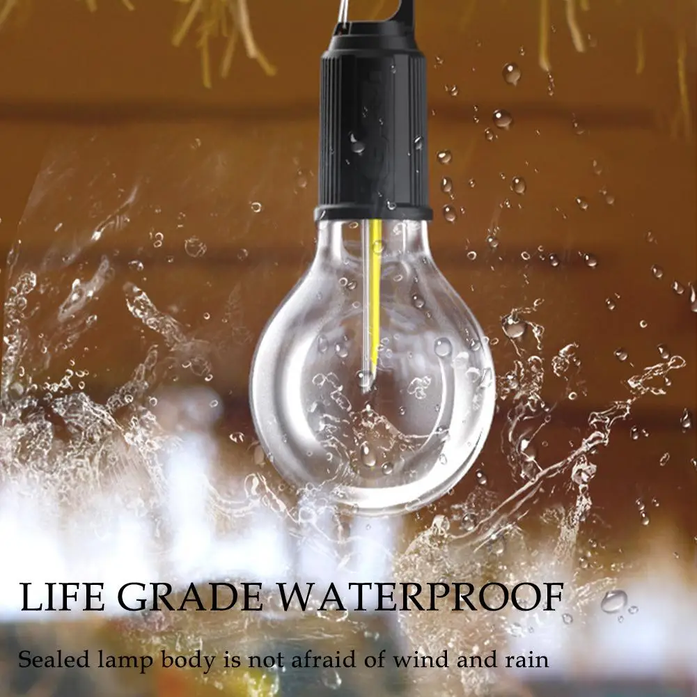 Luz de acampamento portátil 600mAh LED lâmpada de acampamento com gancho lanterna portátil tipo C carregamento à prova d'água para caminhadas e pesca
