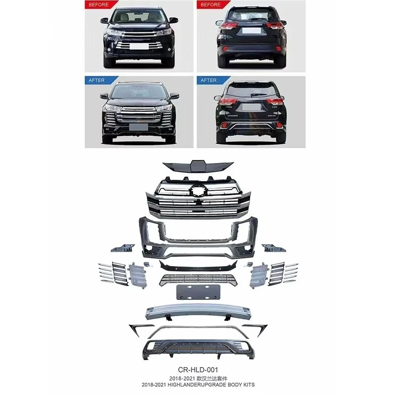 Facelift Upgrade Body Kit Modified Exterior Car Accessories In Stock For Highlander 2015‑2017 2018‑2021 Auto Tuning Body Parts