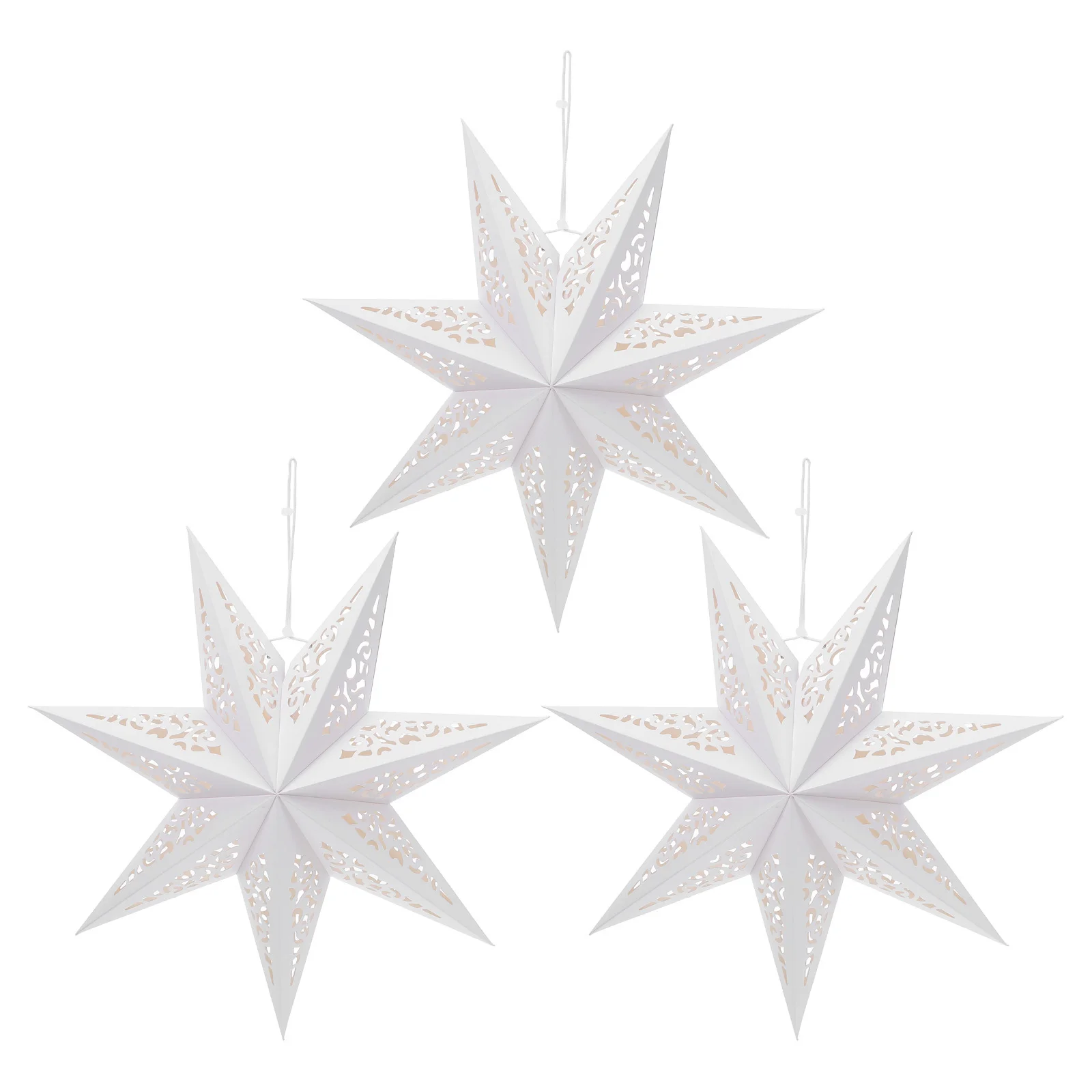 

3pcs 7 Pointed Paper Lantern: 18" Foldable Christmas Star Lampshade For Wedding Party Birthday Home Decor, Nordic Hanging Light