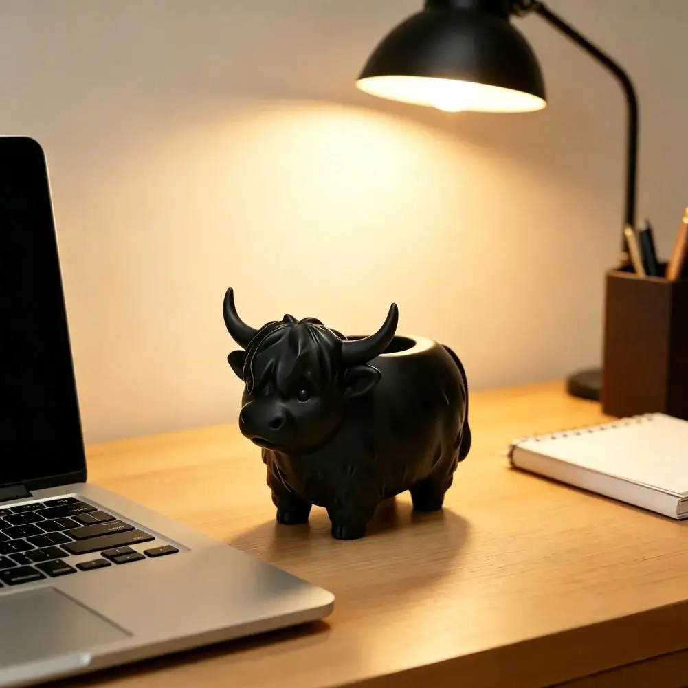 Matte Finish Plant Pot Planter Pot Highland Cow Planter Diameter Flower Pot 3d Yak Shape Desktop Planter Nordic Style for Home