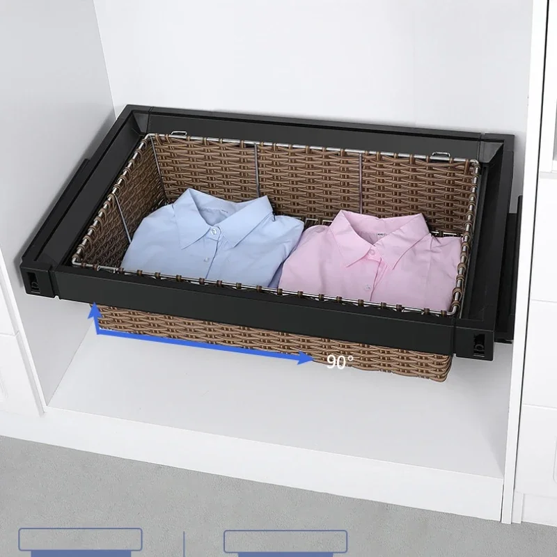 

Telescopic and Multifunctional Household Wardrobe Pants Rack Push Pull and Hang Pants Rack Inside The Cabinet Pull Basket