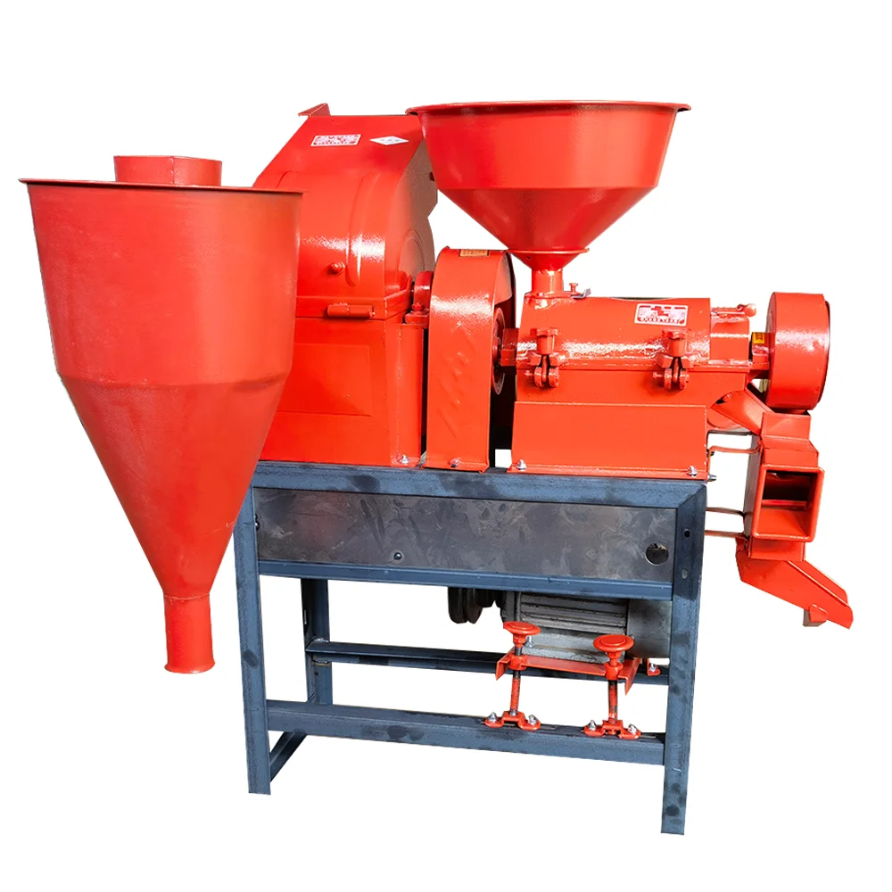 HUADA 2 in 1 6N50 Rice Mill Machine combined with 9FQ-200 Hammer Mill Crusher for Rice, corn ,wheat,maize and spices