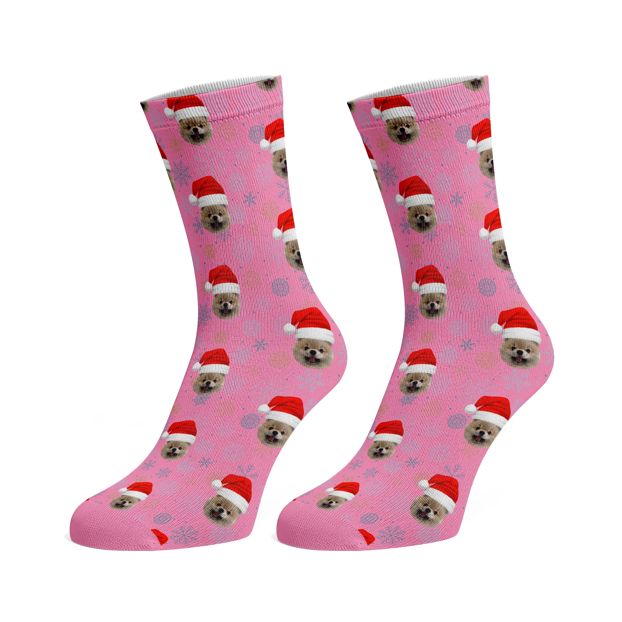 Custom Men Women Christmas Hat Long Socks Cat Dog Human Face Personalized Customized 40cm Straight Tube Winter Warm Thick Socks