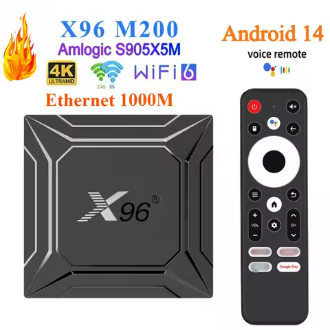 X96M200 Android 14 Smart TV Box Wifi 6 Amlogic S905X5M ARM Cortex A55 Ethernet 1000M 16/32/ 64GB 1080P For Google Youtube