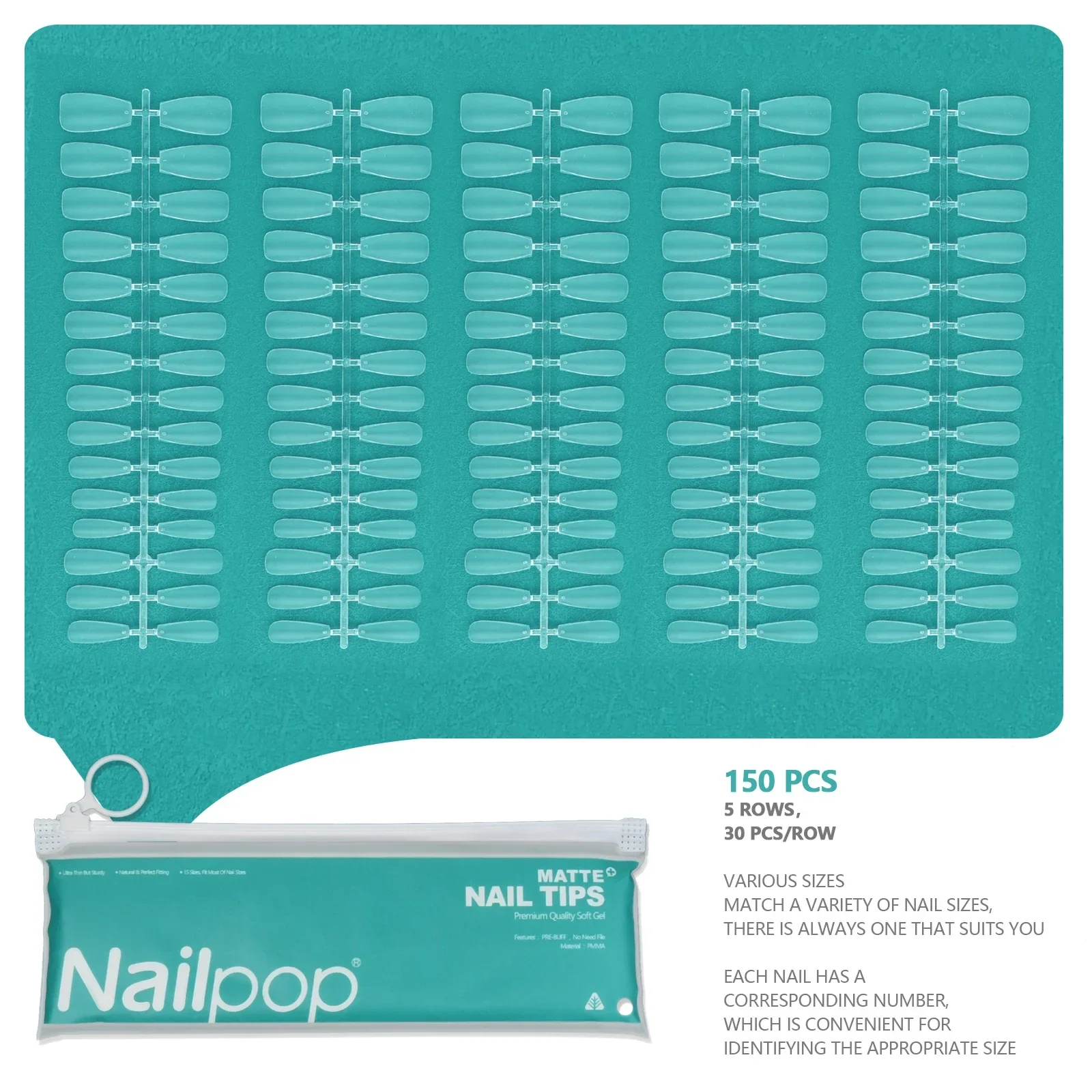 Nailpop Pre-buff Fake Nails Ultra Matte Short False Nails with Design Perfect for Nail Artists and Beginners Capsule Americaine