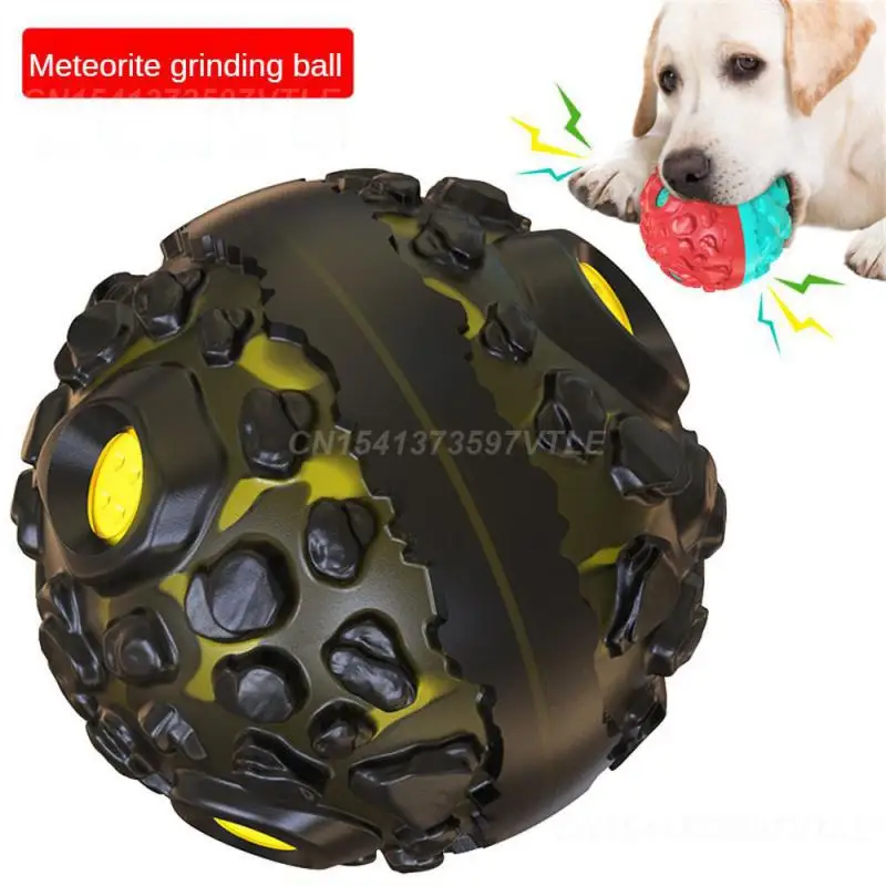 Elastic Screaming Sound Ball Bouncy Ball Toy Blue Dog Toy Pet Supplies Meteorite Molar Ball Entertainment Function Yellow