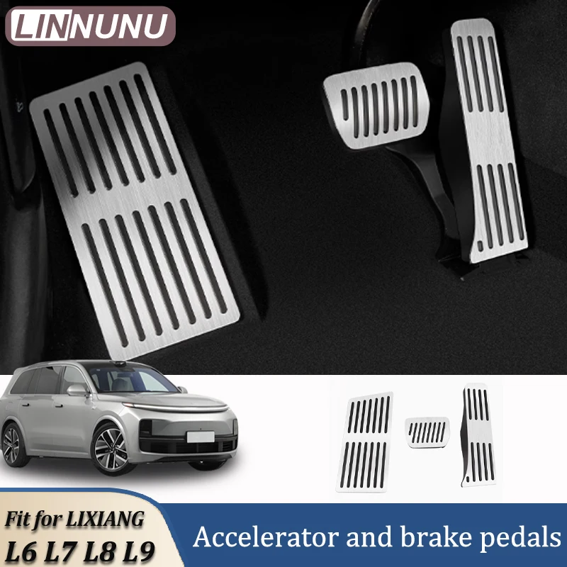 Linnunu Fit for Lixiang L6 L7 L8 L9 Car Decoration Supplies Throttle Brake Pedal Metal Anti-Slip Pedal Anti-Slip Wear-Resistant Pedal Car Accelerator Brake Pedal Cover Car Interior Accessories