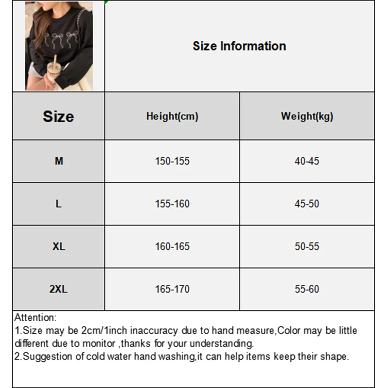 Women's Korean Bow Print Round Neck Long Sleeve Loose-fitting Sweatshirt