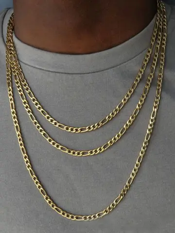 HIYEE Classic Rope Chain Men Necklace Width 2/3/4/5 MM Stainless Steel Figaro Cuban Chain Necklace For Men Women Jewelry