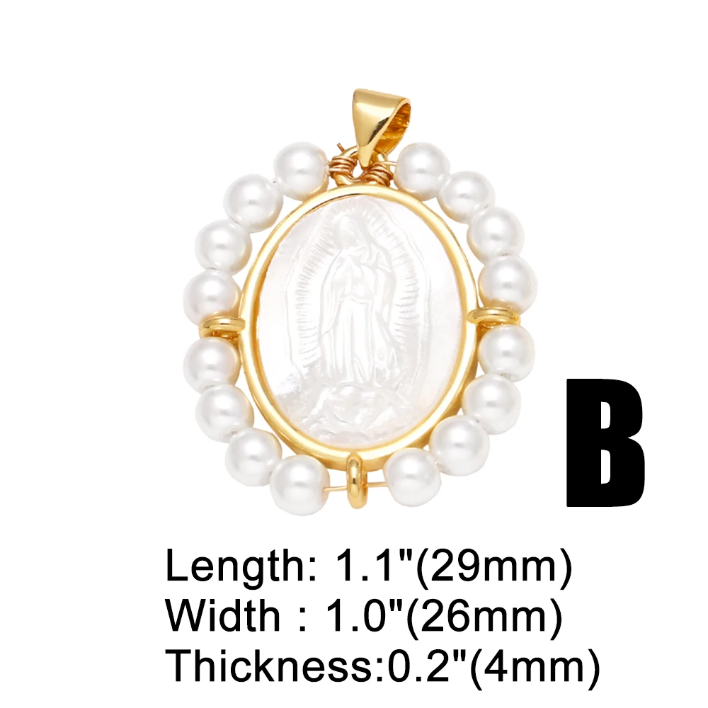 OCESRIO Fashion Beads Resin Virgin Mary Pendant for Necklaces Copper Gold Plated CZ Crucifix Jewelry Making Component pdtb693