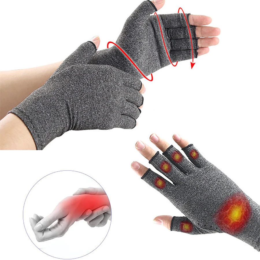 Fingerlose Kompressionshandschuhe gegen Arthritis, Handgelenkstütze, Therapie, Gelenkschmerz-Handschuhe, lindern Handbeschwerden beim Radfahren, Tippen