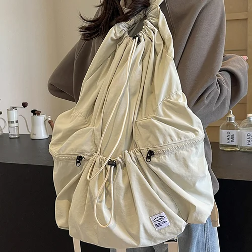 경량 Drawstring 듀얼 어깨 스포츠 등산 배낭 틈새 여행 대형 학생 Bookbag 여성 캐주얼 패션 