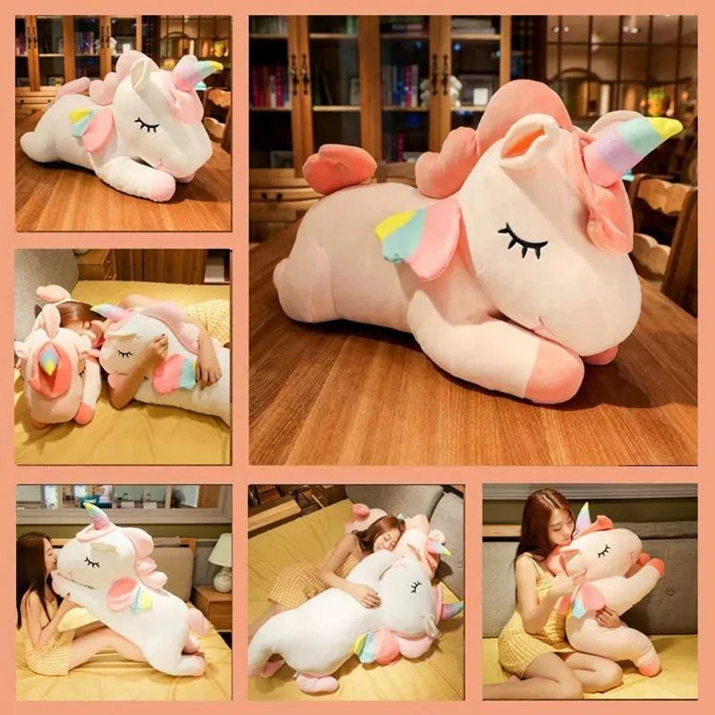 Cute Pony Plush Toy Rainbow Angel Unicorn Girl Heart Plush Doll Simulation Pony Stuffed Pillow Girlfriend Birthday Gift