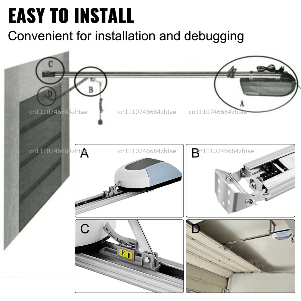 WiFi Control 800N Garage Door Opener Motor 220V Tilting Door Operator Kit with 2 Remotes &          Rails for 12㎡ Doors