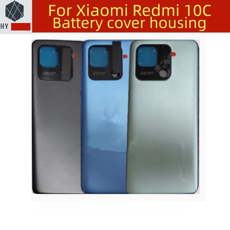 Redmi10C Housing For Xiaomi Redmi 10C Plastic Battery Back Cover Repair Replace Door Rear Case + Logo