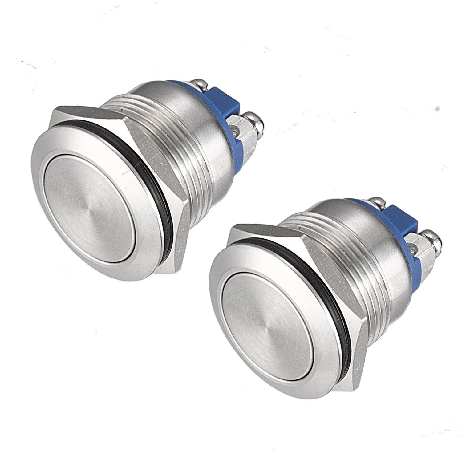 Self Resetting 19mm Waterproof Momentary Push Button Switch for Cars and Motorcycles Nickel Plated Copper Construction