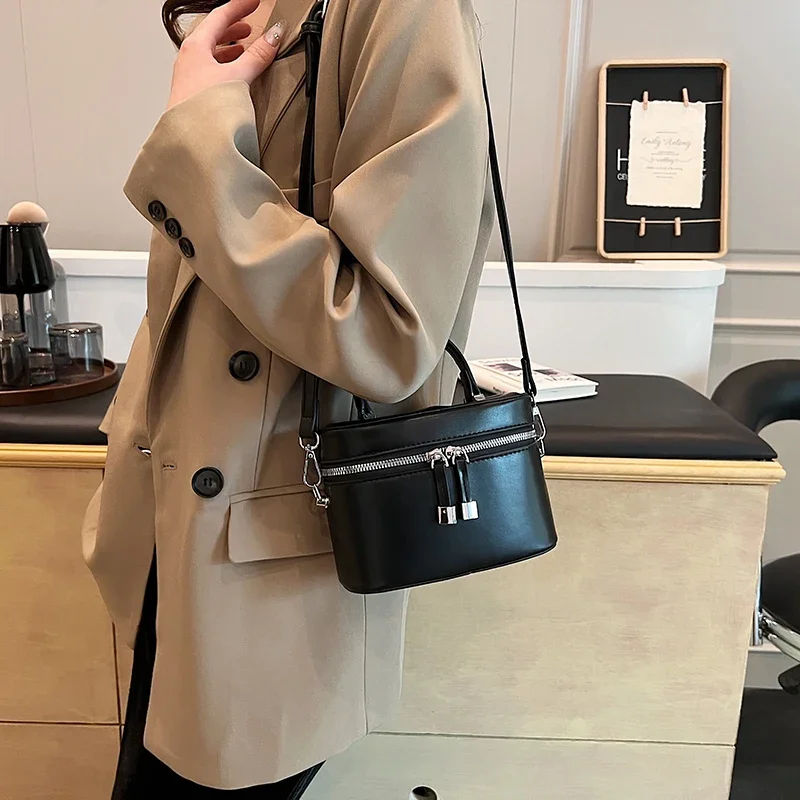 Mini Box PU Leather Shoulder Bag Lady Handbags and Purses Women 2024 Korean Fashion Solid Color Crossbody Bag with Short Handle