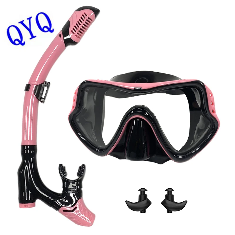 QYQ-Máscara Profissional Snorkel Mergulho e Snorkel Goggles Set, Óculos De Natação, Easy Breath Tube