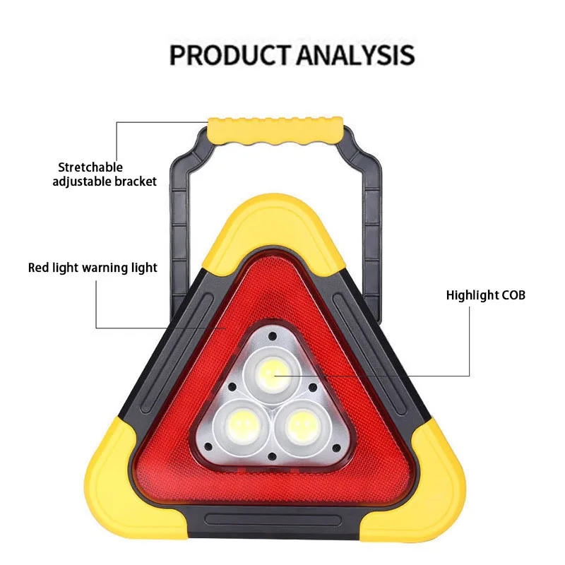 KOOJN Car Warning Triangle Solar Charging LED Triangle Sign Driving Safety Emergency Lights