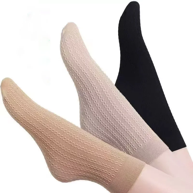 5 Paar Damen-Socken aus durchsichtigem Nylon, dünne, transparente Strümpfe für Damen, durchsichtige Seidenstrümpfe mit Netzstoff