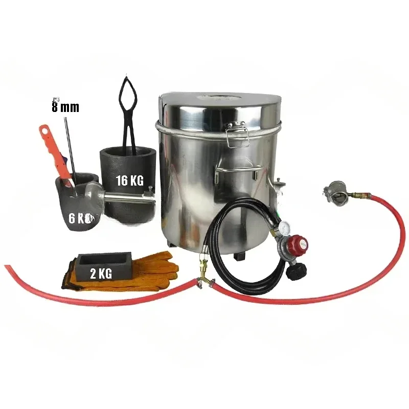 16 KG Large Gas Metal Melting Furnace Kit 2642°F / 1450°C Propane Forge  Burner 2 Crucibles Foundry Home Kiln Casting on sale