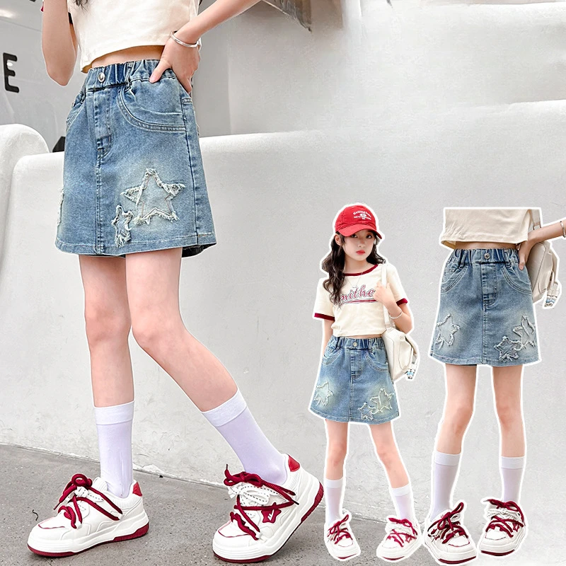 

Girls Trousers Denim Shorts 2024 New Summer Dress Western Style Children Big Children Korean Version Summer Thin Culottes